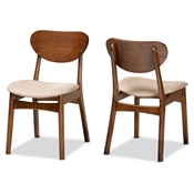 Baxton Studio Katya Mid-Century Modern Sand Fabric Upholstered and Walnut Brown Finished Wood 2-Piece Dining Chair Set Baxton Studio restaurant furniture, hotel furniture, commercial furniture, wholesale dining room furniture, wholesale dining chairs, classic dining chairs